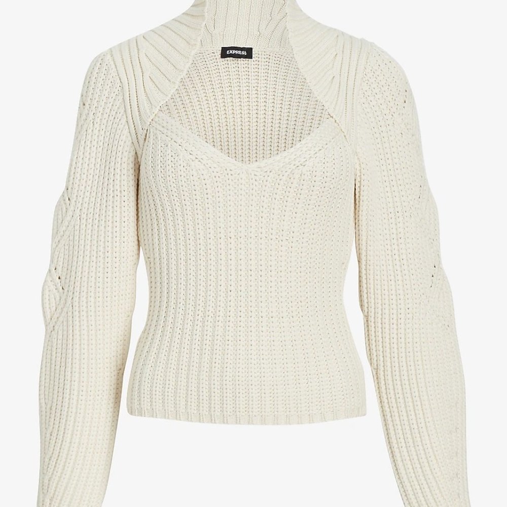 Express Ribbed Scoop Neck Long Sleeve Sweater